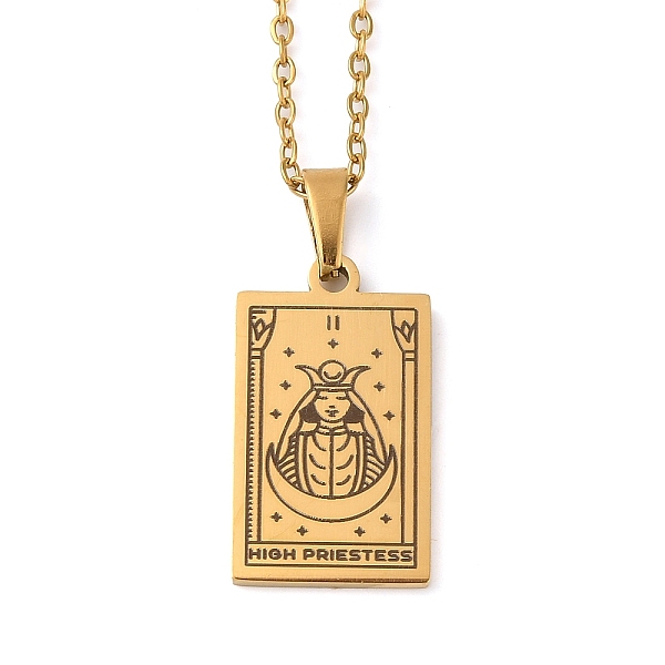 

PandaHall Tarot Theme 304 Stainless Steel Pendant Nacklaces For Women, Cable Chain Necklaces, Real 18K Gold Plated, High Priestess, 455mm...