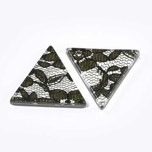 

PandaHall Resin Cabochons, with Lace Inside, Triangle, Green, 36.5x41x7.5mm Resin Triangle Green