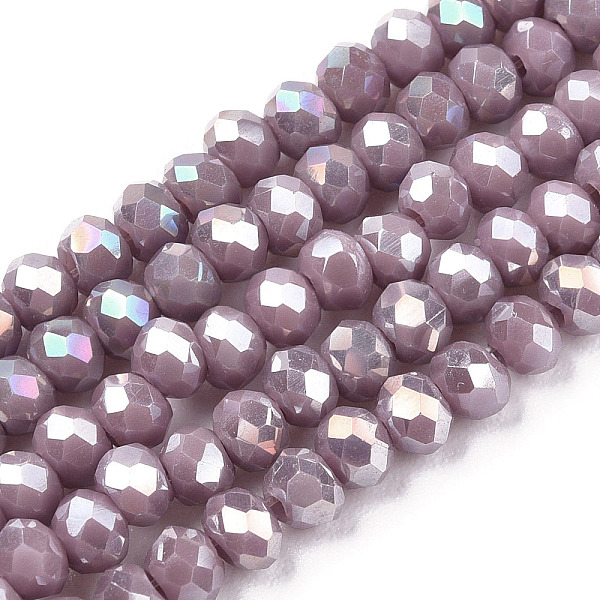 

PandaHall Electroplate Glass Beads Strands, Opaque Solid Color, AB Color Plated, Faceted, Rondelle, Rosy Brown, 3.5x3mm, Hole: 0.4mm, about...