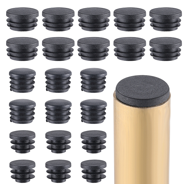 

PandaHall GORGECRAFT 30PCS 3 Sizes Round Plastic Hole Plugs 20mm 25mm 30mm Tubing Inserts Black End Caps Pipe Inner Plugs Fastener for Chair...