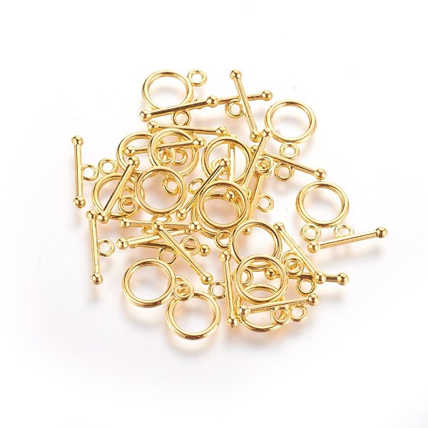 PandaHall Tibetan Silver Toggle Clasps, Lead Free and Cadmium Free, Ring: 10mm wide, 14mm long, Bar: 16mm long, hole: 2mm Alloy Ring