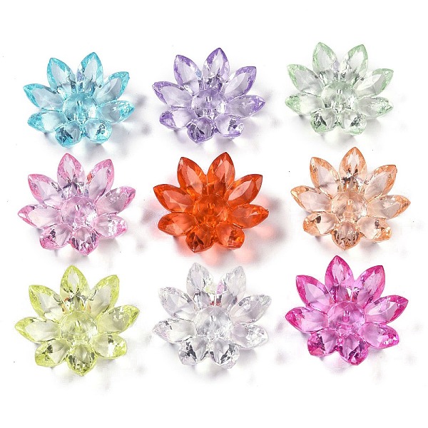 

PandaHall Transparent Acrylic Beads, Flower, Mixed Color, 33x31x9.5mm, Hole: 1.8mm, 154pcs/set Acrylic Multicolor