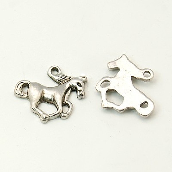 PandaHall Tibetan Style Alloy Pendants, Horse, Antique Silver, Lead Free & Cadmium Free, 15x20x2.5mm, Hole: 2mm Alloy Horse