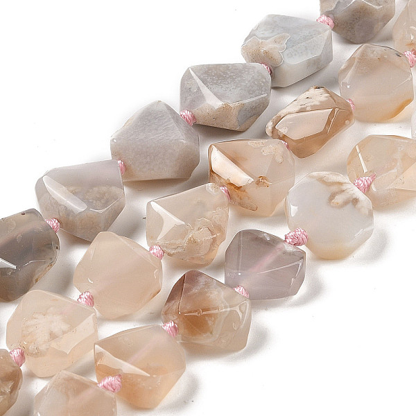 

PandaHall Natural Cherry Blossom Agate Beads Strands, Polygon, 18~19x17~21x9.5~10mm, Hole: 2mm, about 19pcs/strand, 15.75''(40cm) Cherry...