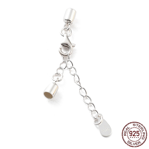 

PandaHall 925 Sterling Silver Curb Chain Extender, End Chains with Lobster Claw Clasps and Cord Ends, Teardrop Chain Tabs, with S925 Stamp...