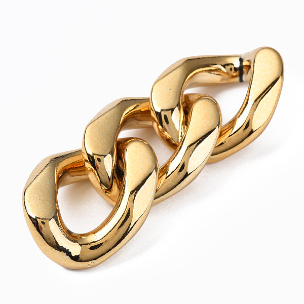 

PandaHall UV Plating Acrylic Linking Rings, Quick Link Connectors, for Curb Chains Jewelry Making, Twist Oval, Light Gold, 27x22x10mm, Inner...