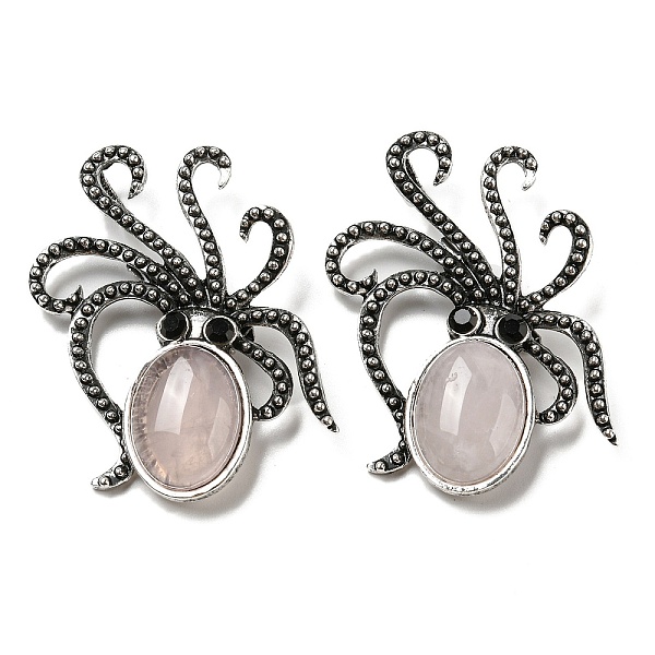 

PandaHall Natural Rose Quartz Octopus Brooch, Alloy Pave Jet Rhinestone Sea Animal Pins, Antique Silver, 52.5~53x36.5x8~9mm, Hole: 7x4mm..., Black