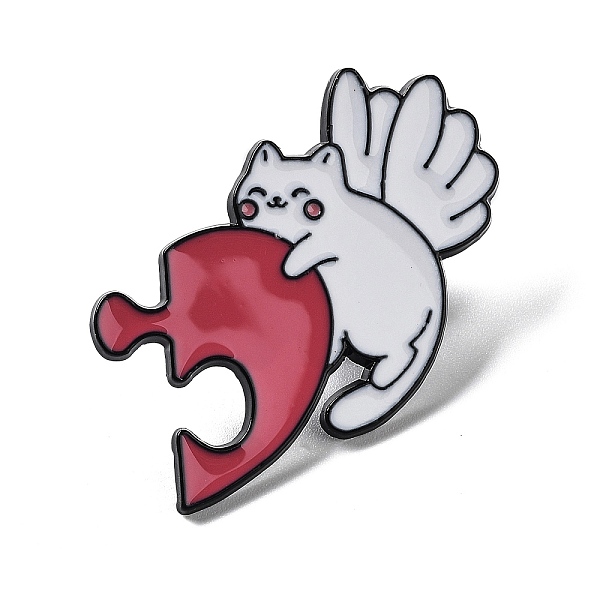 

PandaHall Valentine's Day Half Love Heart Cat Theme Enamel Pins, Black Zinc Alloy Brooch for Backpack Clothes Best Buds, White, 35x25mm...