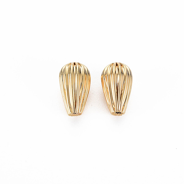 

PandaHall Rack Plating Brass Beads, Nickel Free, Grooved, Teardrop, Real 18K Gold Plated, 5x8mm, Hole: 0.8mm Brass Teardrop