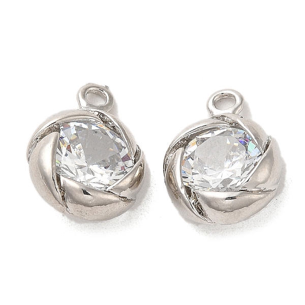 

PandaHall Brass Pendants, with Glass, Long-Lasting Plated, Flat Round Charm, Platinum, 16x12x6mm, Hole: 2mm Brass+Glass Flat Round Clear