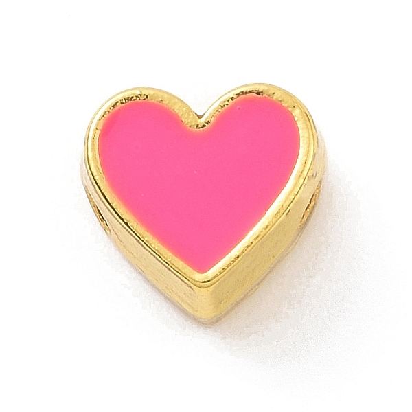 

PandaHall Eco-friendly Rack Plating Brass Enamel Beads, Cadmium Free & Lead Free, Long-Lasting Plated, Real 18K Gold Plated, Heart, Hot Pink...