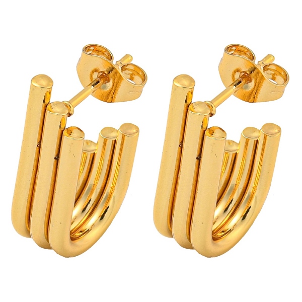 

PandaHall Vacuum Plating 202 Stainless Steel Studs Earring, with 304 Stainless Steel Pins, Letter U, Golden, 21x6mm 202 Stainless Steel