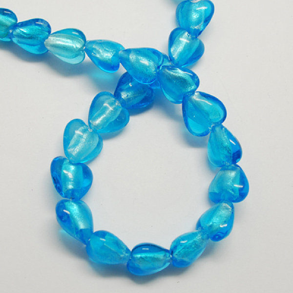 

PandaHall Handmade Silver Foil Glass Beads, Heart, Deep Sky Blue, 15x15x10mm, Hole: 1~2mm Silver Foil Heart Blue