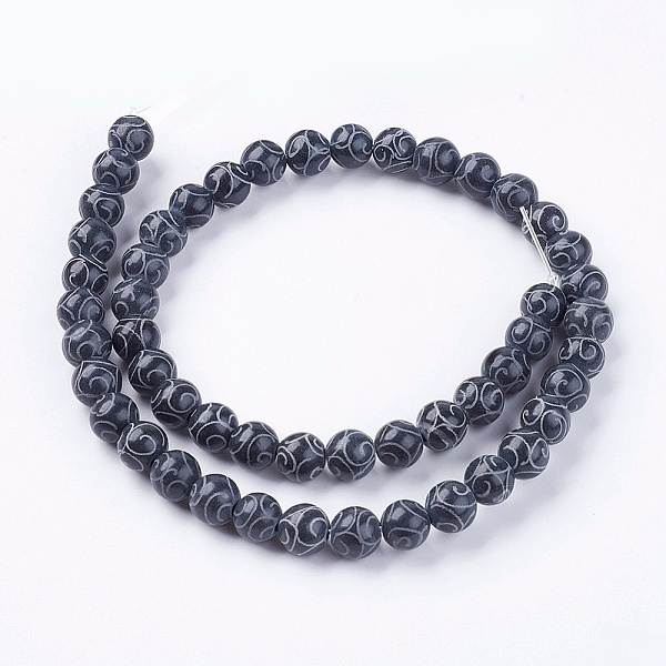 Natural Carved Henan Jade Beads Strands