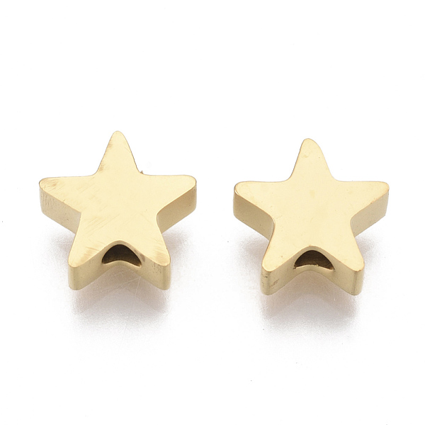 

PandaHall 304 Stainless Steel Beads, Star, Golden, 7x8x3mm, Hole: 2mm 304 Stainless Steel Star