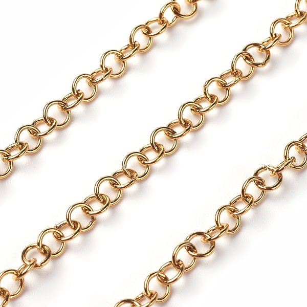 

PandaHall Vacuum Plating 304 Stainless Steel Rolo Chains, Belcher Chain, with Spool, Unwelded, Golden, 4x4x0.8mm, about 32.8 Feet(10m)/roll...