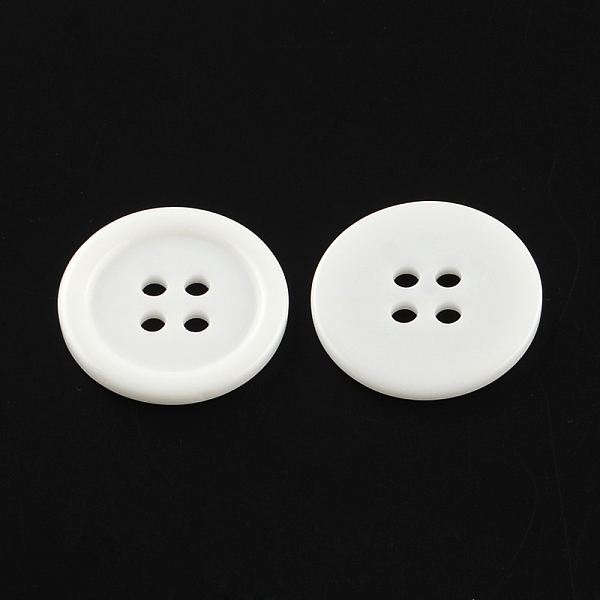 

PandaHall 4-Hole Plastic Buttons, Flat Round, White, 19.5x2mm, Hole: 2mm Plastic Flat Round White
