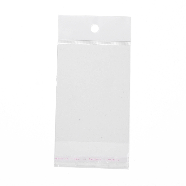 

PandaHall Rectangle Plastic Cellophane Bags, Self-Adhesive Sealing, with Hang Hole, Clear, 14.6x7x0.01cm OPP Cellophane None Clear