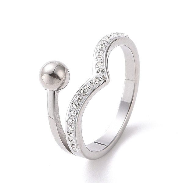 Vague De Strass En Cristal Avec Bague Boule Ronde