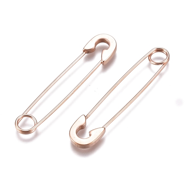 

PandaHall 304 Stainless Steel Dangle Earrings, Safety Pin Shape, Rose Gold, 38x8x1.5mm, Pin: 0.8mm 304 Stainless Steel