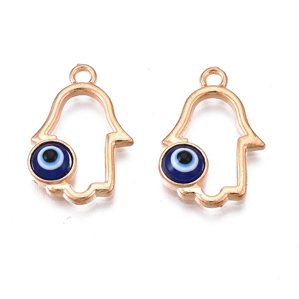 

PandaHall Alloy Enamel Pendants, Light Gold, Cadmium Free & Lead Free, Hamsa Hand/Hand of Miriam with Evil Eye, Dark Blue, 21x14x4mm, Hole...