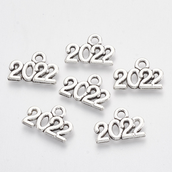 PandaHall Tibetan Style Alloy Charms, Number 2022, Lead Free & Cadmium Free, Antique Silver, 9.5x14x1.5mm, Hole: 1.8mm, about 956pcs/500g...