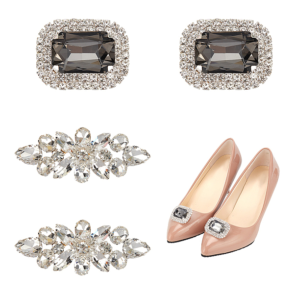 

PandaHall 4 Pcs 2 Styles Rhinestone Shoe Clips, Elegant Crystal Metal Shoe Clips Shoe Buckle Sparkling Shoe Flower for Party Decoration...
