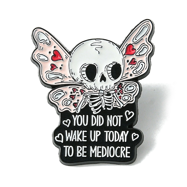

PandaHall Black Alloy Brooches, Enamel Pins, for Backpack Clothes, Skull, 29.5x25x1.5mm Alloy Skull