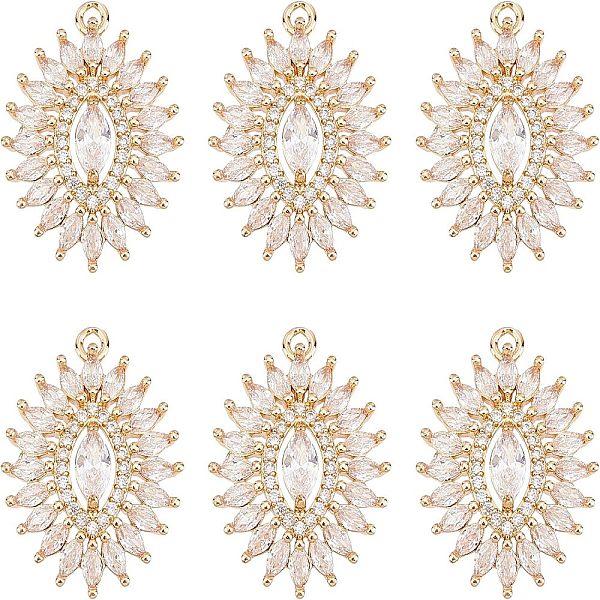 Brass Micro Pave Clear Cubic Zirconia Pendants