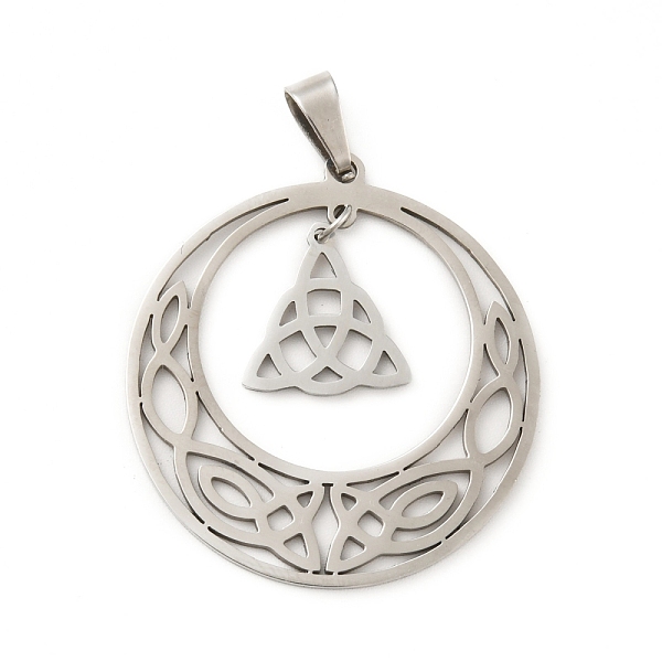 

PandaHall 201 Stainless Steel Pendants, Hollow, Flat Round with Trinity Knot, Stainless Steel Color, 32.5x30x1mm, Hole: 5x2mm 201 Stainless...