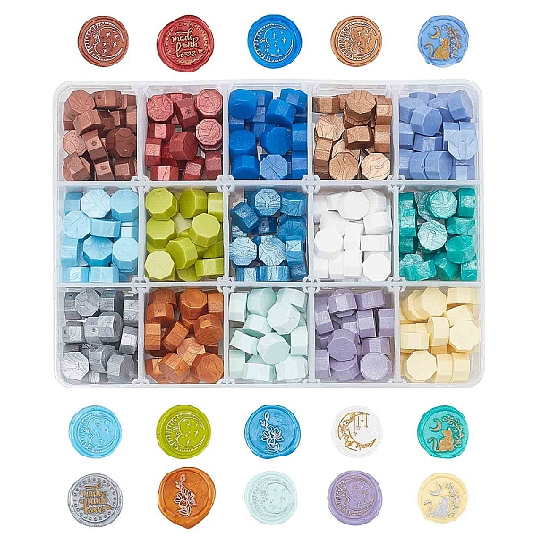

PandaHall CRASPIRE Sealing Wax Particles, for Retro Seal Stamp, Mixed Color, Sealing Wax Particles: 375pcs/box Wax Multicolor