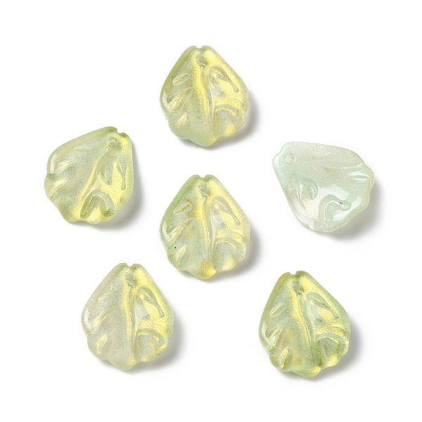 

PandaHall Dyed & Heated Glass Pendants, with Glitter Powder, Carnation Petaline, Yellow Green, 17.5x15x4.5mm, Hole: 1.4mm Glass Petaline