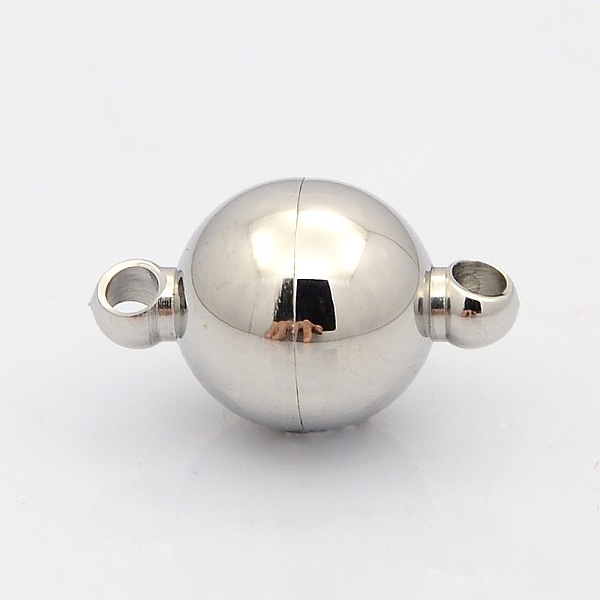 

PandaHall Round 304 Stainless Steel Magnetic Clasps with Loops, Stainless Steel Color, 21x14mm, Hole: 2mm 304 Stainless Steel Round