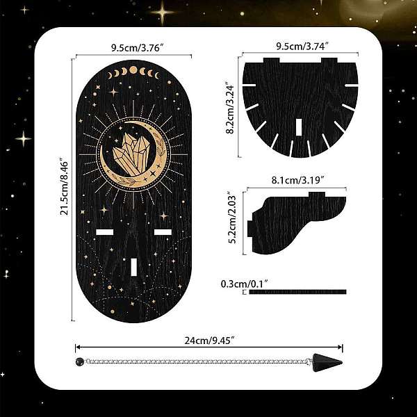 

PandaHall CRASPIRE Small Crystal Shelf Moon Black Display Holder Pendulum Holder Magical Wooden Hanging Rustic Crystal Stand with 3 Pieces...