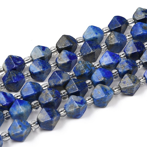 

PandaHall Natural Lapis Lazuli Beads Strands, Faceted, with Seed Beads, Bicone, 10x10.5x10.5mm, Hole: 0.8mm, about 31pcs/strand, 15.75 inch...