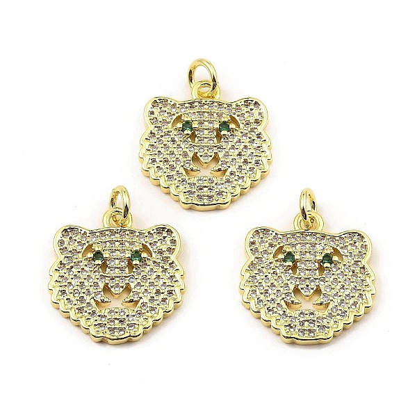 

PandaHall Rack Plating Real 18K Gold Plated Brass Pendants, with Cubic Zirconia, Long-Lasting Plated, Lead Free & Cadmium Free, Leopard...