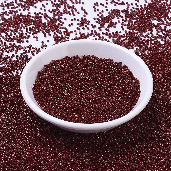 

PandaHall MIYUKI Round Rocailles Beads, Japanese Seed Beads, (RR4470) Duracoat Dyed Opaque Maroon, 11/0, 2x1.3mm, Hole: 0.8mm, about..., Red