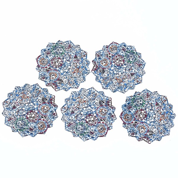 

PandaHall 430 Stainless Steel Chandelier Components Links, Spray Painted, Etched Metal Embellishments, Flower with Flower Pattern, Dodger...