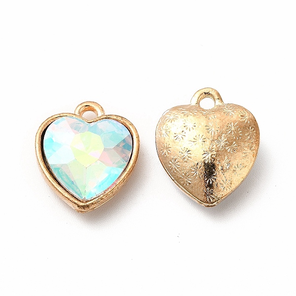 

PandaHall Faceted Glass Rhinestone Pendants, with Golden Tone Zinc Alloy Findings, Heart Charms, Clear AB, 16.5x14x6.5mm, Hole: 1.6mm..., White