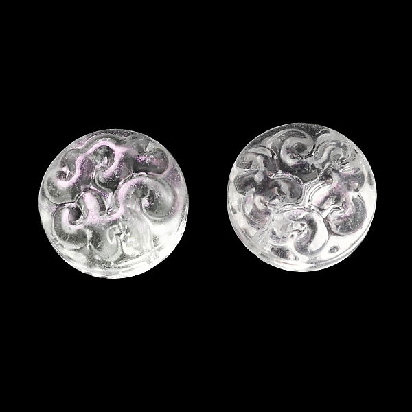 

PandaHall Transparent Glass Beads, Flat Round with Flower, White, 13.5x8.5mm, Hole: 1.2mm, about 10pcs/bag Glass Flat Round White