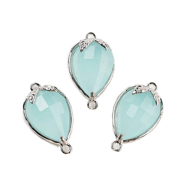 

PandaHall Cat Eye Faceted Teardrop Connector Charms, Brass Strawberry Links, Platinum, Cyan, 20x11.5x5mm, Hole: 1.2mm Glass Teardrop Cyan