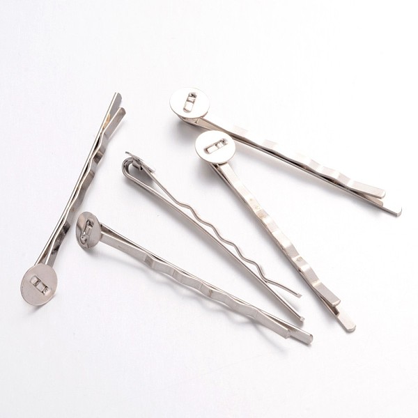 

PandaHall Iron Hair Bobby Pin Findings, Platinum Color, 50x8mm Iron