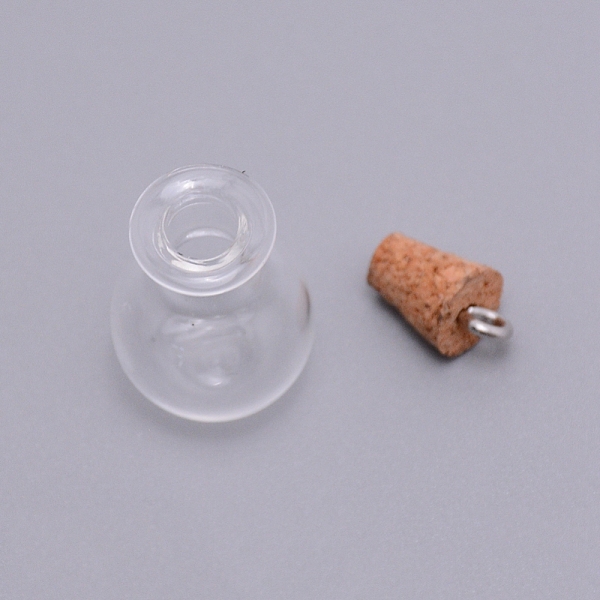 

PandaHall Empty Glass Wishing Bottle Pendants, with Cork Stopper and Platinum Iron Screw Eye Pin Peg, Round, Clear, 32.5x17mm, Hole: 2.5mm...