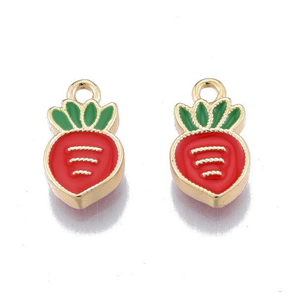 

PandaHall Brass Enamel Charms, Real 18K Gold Plated, Carrot Charms, Red, 13.6x7.6x2.4mm, Hole: 1.6mm Brass+Enamel Vegetables Red