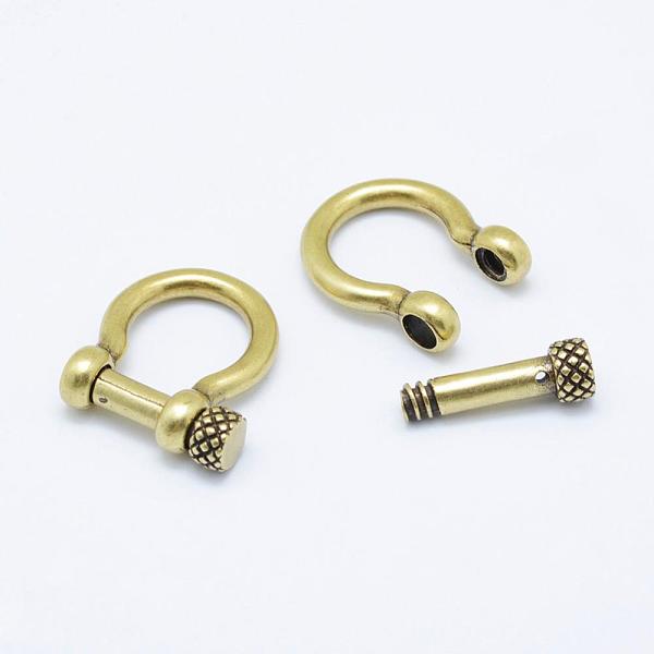 

PandaHall Brass D-Ring Anchor Shackle Clasps, Cadmium Free & Nickel Free & Lead Free, Antique Bronze, 18x21x6mm, Hole: 11x13mm Brass