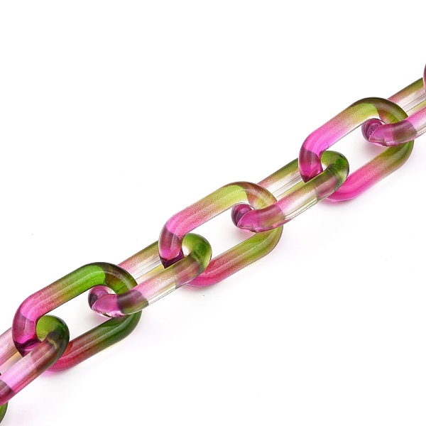 

PandaHall Handmade Two Tone Transparent Acrylic Cable Chains, Quick Link Chains, Unwelded, Green, 38.5x23.5x6.5mm, 39.37 inch(1m) Acrylic...