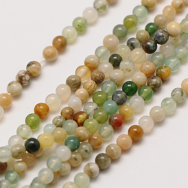 

PandaHall Natural Indian Agate Bead Strands, Round, 2mm, Hole: 0.8mm, about 184pcs/strand, 16 inch Indian Agate Round
