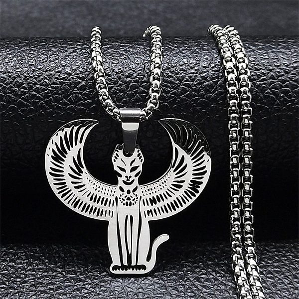 

PandaHall 304 Stainless Steel Pendant Necklace, Egyptian Mau, Stainless Steel Color, 22.95 inch(58.3cm) 304 Stainless Steel Cat Shape