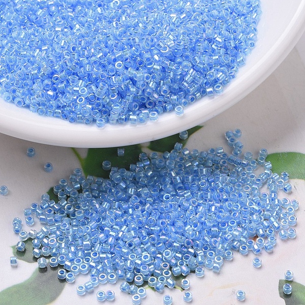 

PandaHall MIYUKI Delica Beads, Cylinder, Japanese Seed Beads, 11/0, (DB0076) Light Blue Lined Crystal AB, 1.3x1.6mm, Hole: 0.8mm, about...