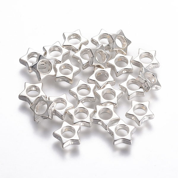 

PandaHall CCB Plastic Bead Frame, Star, Silver Color Plated, 10x3mm, Hole: 1mm Plastic Star